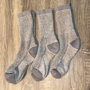 Three Pairs of Gray Smartwool Crew Socks